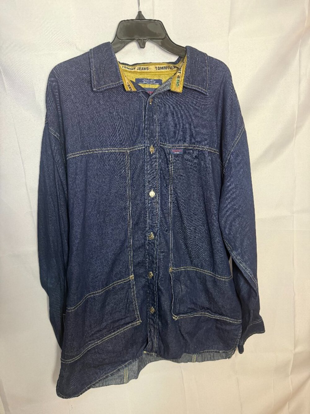 Tommy Jeans Denim Overshirt Jacket XL Dark Wash Hilfiger Workwear Shirt